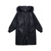 Trendy Black hooded Fur collar Pockets Thick Winter Cotton PU Women s Parka