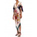 MORPHEW COLLECTION White Multicolored Silk Botanical Print With Borders Scarf Dress