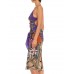 MORPHEW COLLECTION Purple & Grey Multicolored Silk Twill Jungle Print Scarf Dress Made From FENDI Vintage Scarves