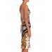 MORPHEW COLLECTION Black, White & Gold Silk Twill Status Print Scarf Dress Made From Vintage Scarves