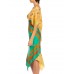 MORPHEW COLLECTION Butter Yellow & Teal Status Print Silk Two Scarf Equestrian Dress