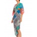 MORPHEW COLLECTION Blue & Pink Silk Twill Two Scarf Dress Made From Vintage Scarves